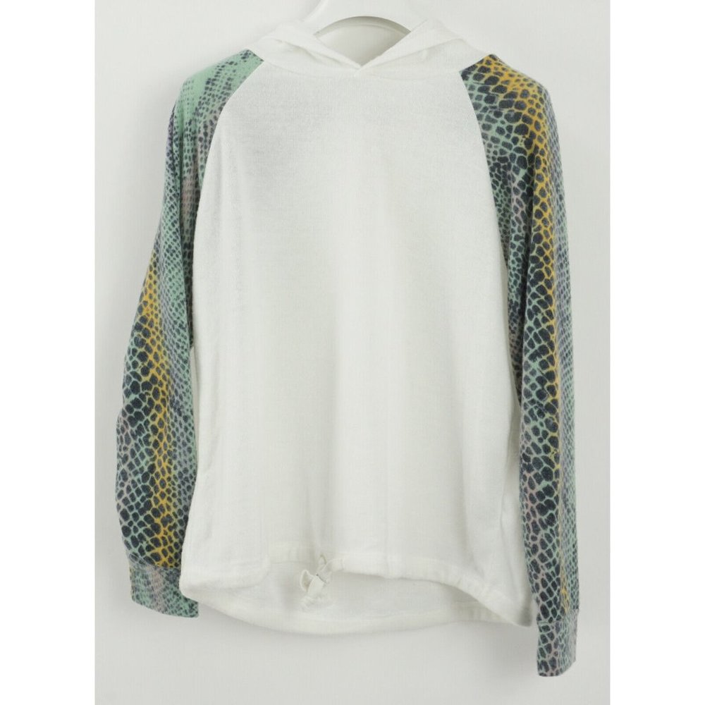 New Poof Apparel Womens Small Woven Extra Soft Cotton Blend Cheetah Print Hoodie